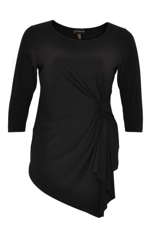 Yoek Shirt met knoop | Zwart | Maat XL