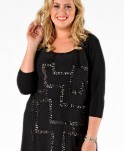 Yoek Shirt met pailletten | Zwart | Maat XL