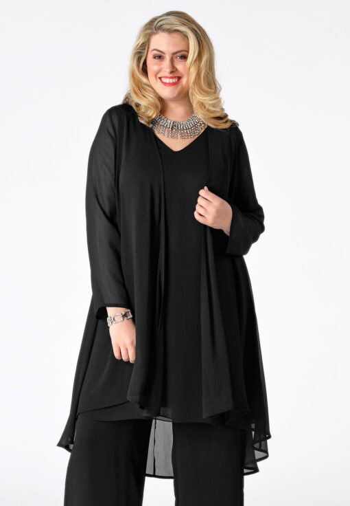 Yoek Blouse-jasje | Zwart | Maat Plus