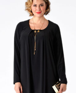 Yoek Shirt met ketting | Zwart | Maat Plus
