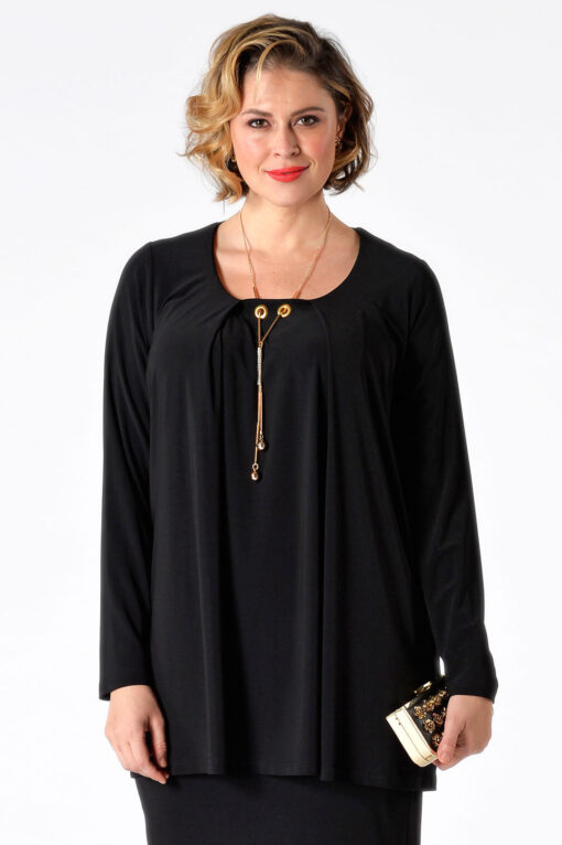 Yoek Shirt met ketting | Zwart | Maat Plus