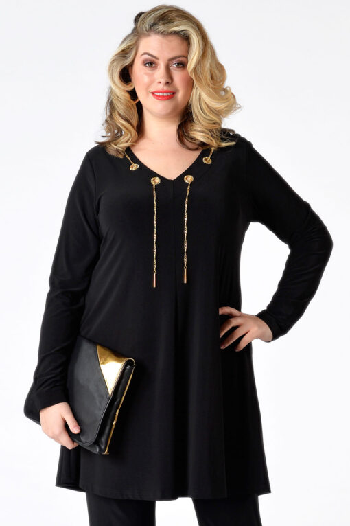 Yoek Shirt wide bot ketting | Zwart | Maat XXL
