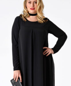 Yoek Jurk met chiffon laag | Zwart | Maat XXL