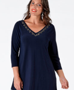 Yoek Tuniek flare met kralen | Blauw | Maat L
