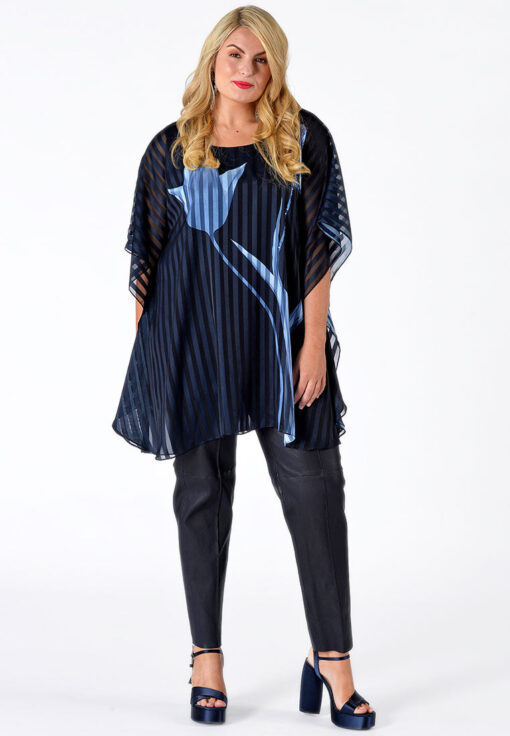 Yoek Leren broek met naad | Blauw | Maat 52