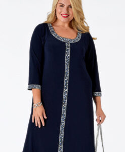 Yoek Jurk met stenen | Blauw | Maat Plus