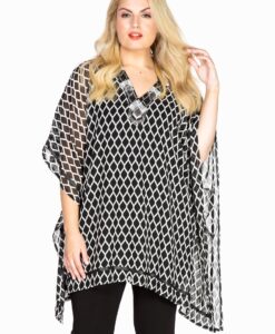 Yoek Tunic square VENETO | Zwart | Maat 58/60
