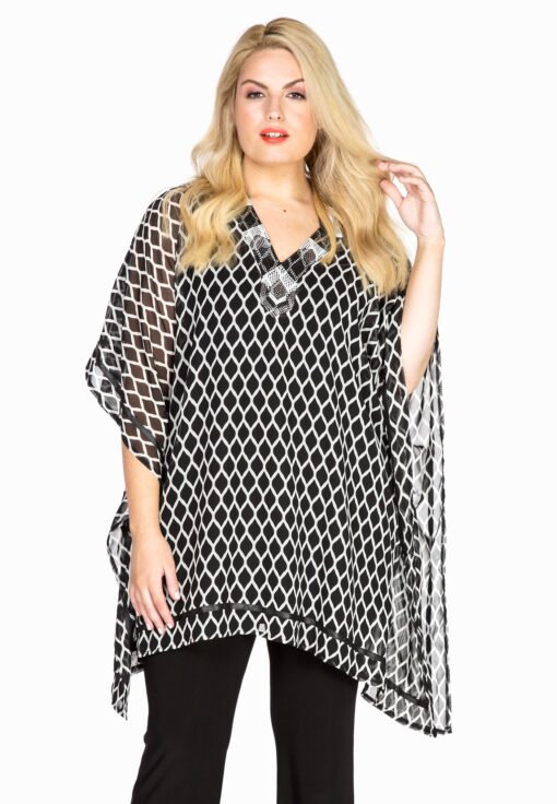 Yoek Tunic square VENETO | Zwart | Maat 58/60