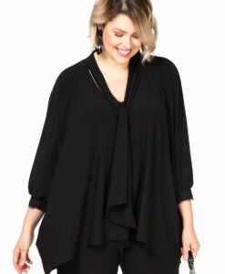 Yoek Blouse scarf cuff | Zwart | Maat L/XL