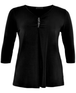 Yoek Shirt A-line beaded | Zwart | Maat 58/60