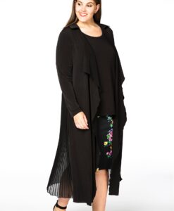 Yoek Lang vest plissé | Zwart | Maat 54/56