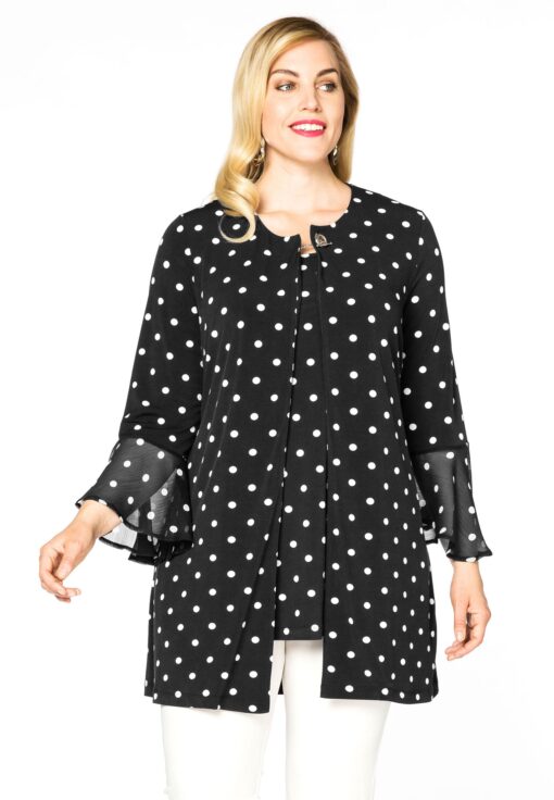 Yoek Jasje met volantmouwen DOTS | Zwart | Maat 54/56
