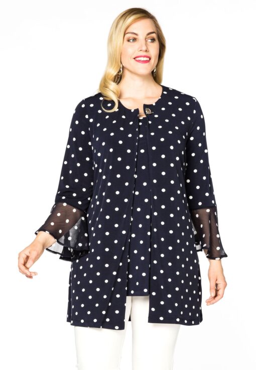 Yoek Jasje met volantmouwen DOTS | Blauw | Maat 58/60