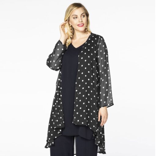 Yoek Blouse-jasje DOTS | Zwart | Maat 54/56