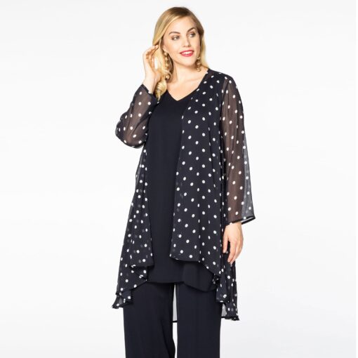 Yoek Blouse-jasje DOTS | Blauw | Maat 54/56