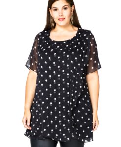 Yoek Blouse overslag DOTS | Blauw | Maat 50/52