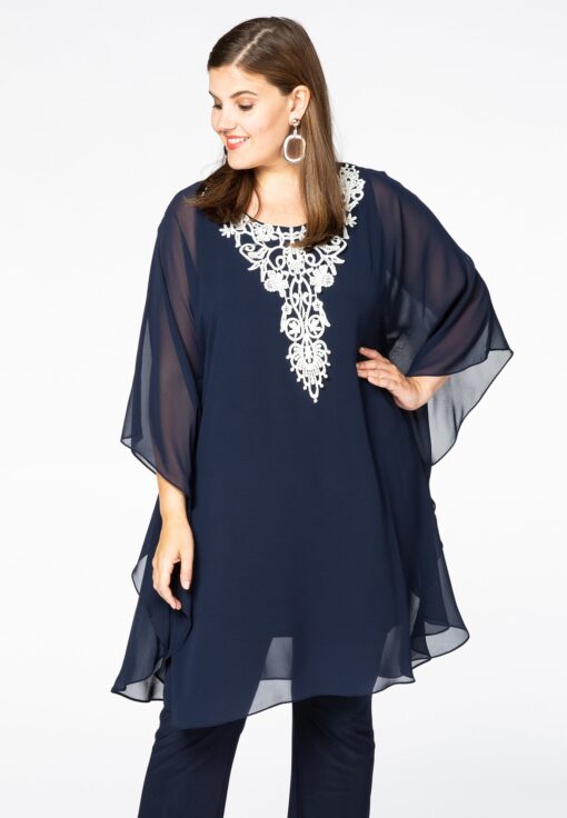 Yoek Tuniek met kant | Blauw | Maat 58/60