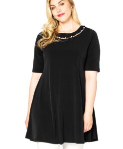 Yoek Tuniek wide bot parels | Zwart | Maat 58/60