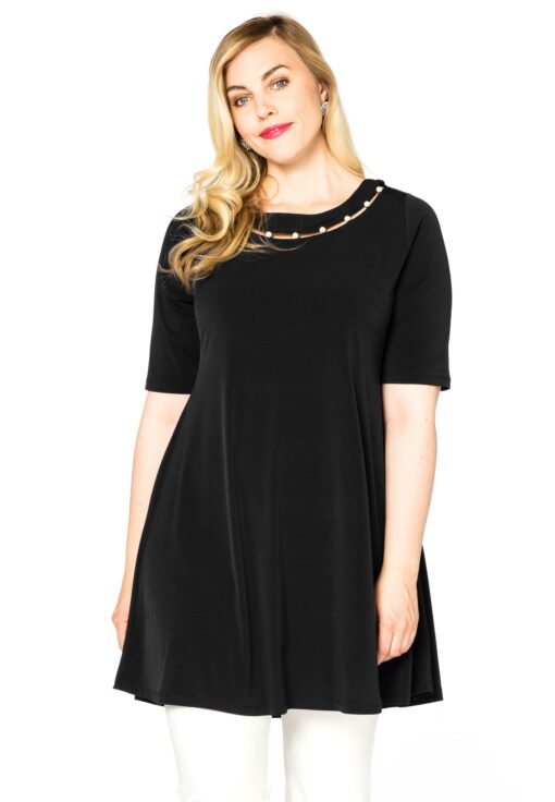 Yoek Tuniek wide bot parels | Zwart | Maat 58/60