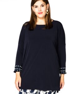 Yoek Shirt met parels | Blauw | Maat 58/60