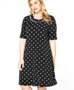 Yoek Jurk met parels DOTS | Zwart | Maat 58/60