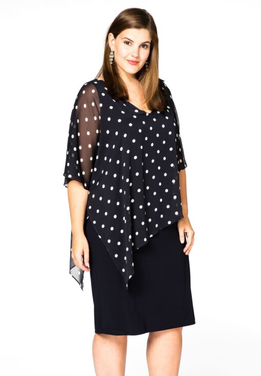 Yoek Jurk met laag DOTS | Blauw | Maat 58/60