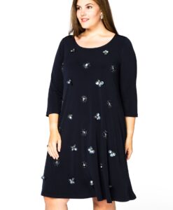 Yoek Jurk met pailletten | Blauw | Maat 58/60
