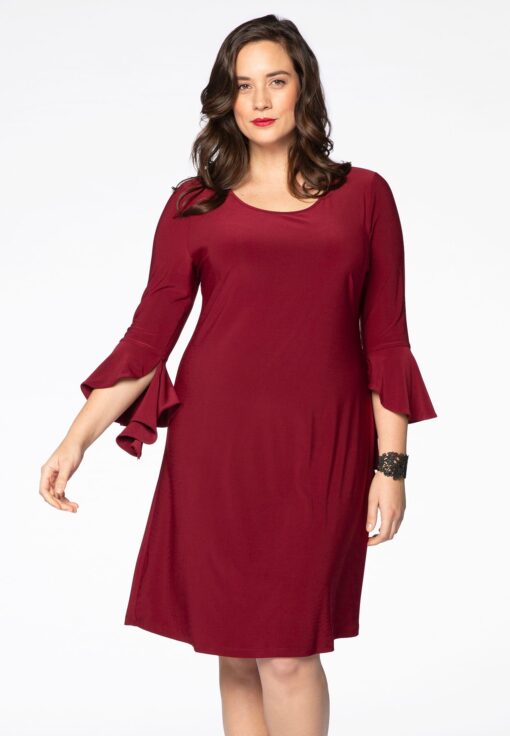 Yoek Jurk volantmouwen | Rood | Maat 58/60