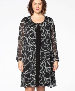Yoek Jurk met strass TIFFANY | Zwart | Maat 54/56