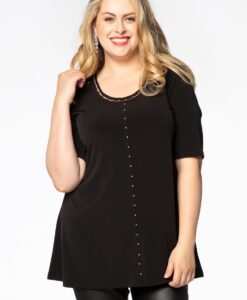 Yoek Tuniek flare met kralen | Zwart | Maat 54/56