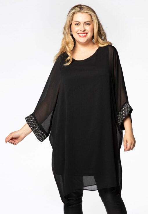 Yoek Tuniek met strass | Zwart | Maat 50/52
