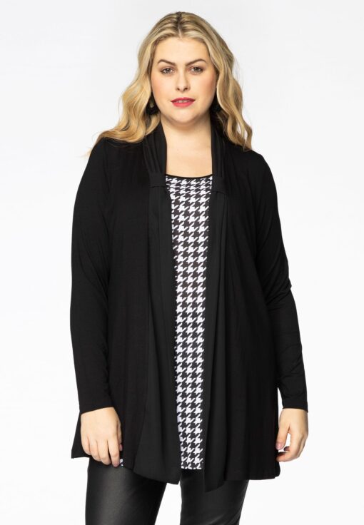 Yoek Vest-blouse PIED DE POULE | Zwart | Maat 54/56