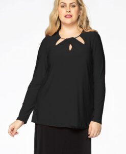 Yoek Shirt relax cut-out | Zwart | Maat 54/56