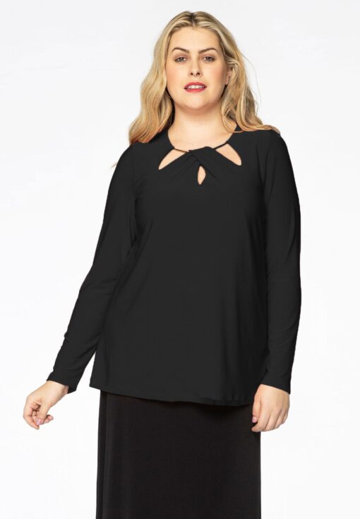 Yoek Shirt relax cut-out | Zwart | Maat 54/56