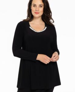 Yoek Tuniek flare met kralen | Zwart | Maat 58/60