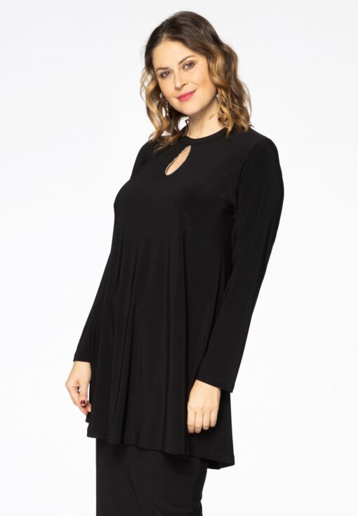 Yoek Tuniek wide bottom cut-out | Zwart | Maat 54/56