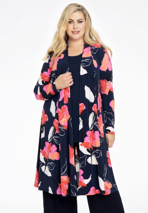 Yoek Cardigan met plooi LILY | Blauw | Maat 58/60