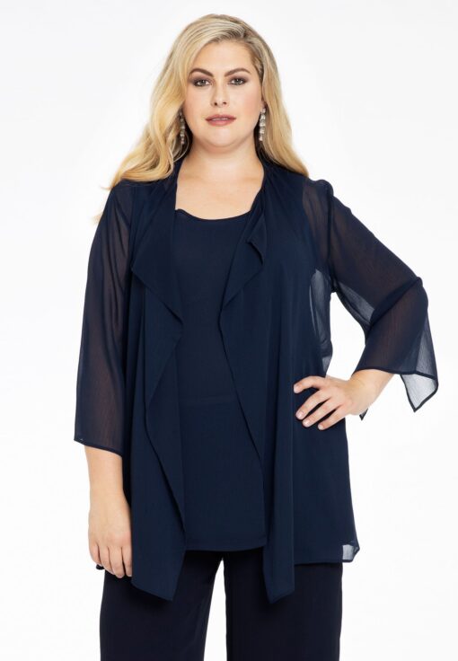 Yoek Blouse-jasje | Blauw | Maat 54/56