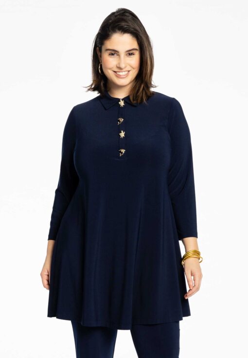 Yoek Tuniek wide bottom knopen | Blauw | Maat 50/52