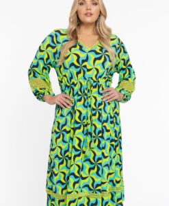 Yoek Jurk met kant ESTELLE | Turquoise | Maat 54/56