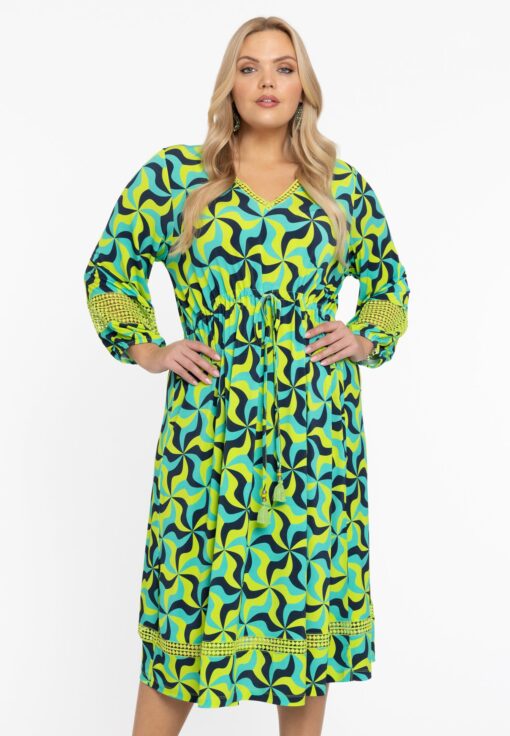 Yoek Jurk met kant ESTELLE | Turquoise | Maat 54/56