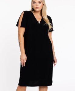 Yoek Jurk met parels | Zwart | Maat 58/60