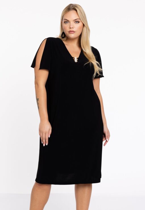 Yoek Jurk met parels | Zwart | Maat 58/60