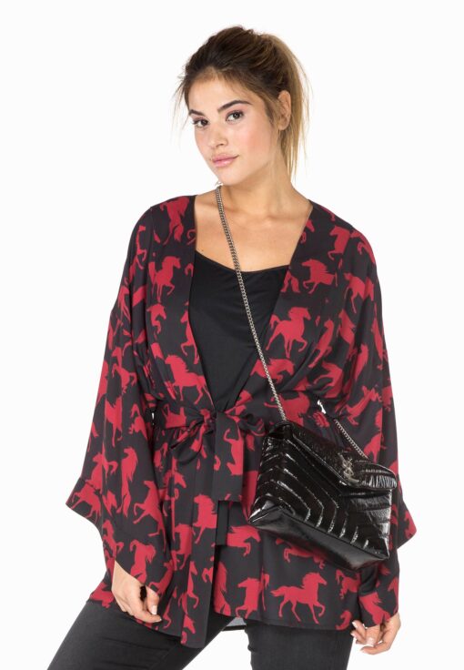 Yoek Kimono HORSES | Zwart | Maat 58/60