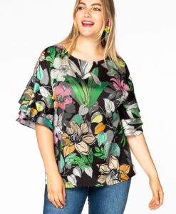 Yoek Blouse volantmouwen STACY | Multi | Maat 58/60