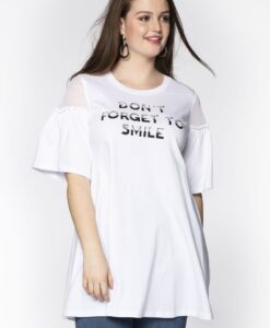 Yoek Tunic wide bottom frilled sleeve | Wit | Maat 58/60