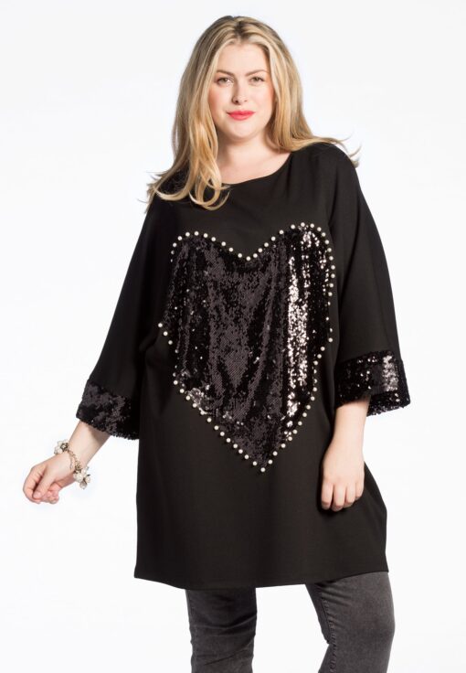 Yoek Tunic heart | Zwart | Maat 58/60