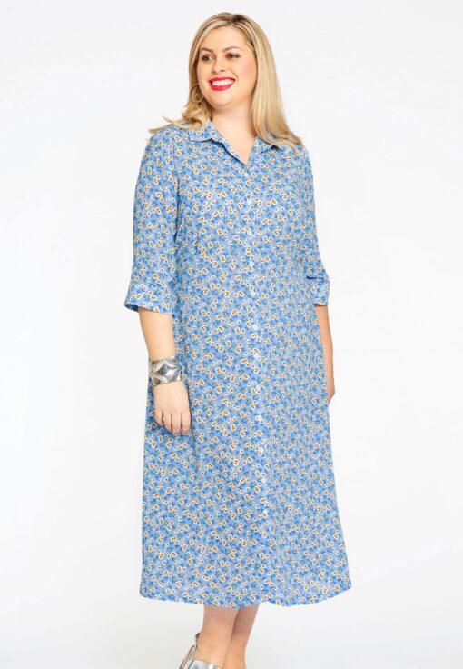 Yoek Blouse-jurk DAISY | Blauw | Maat 58/60