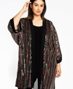 Yoek Kimono met pailletten RAINBOW | Zwart | Maat 46/48