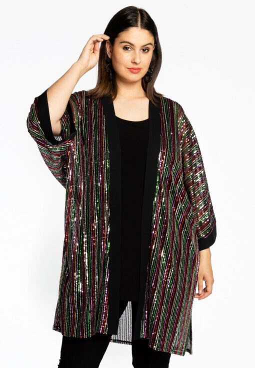 Yoek Kimono met pailletten RAINBOW | Zwart | Maat 46/48